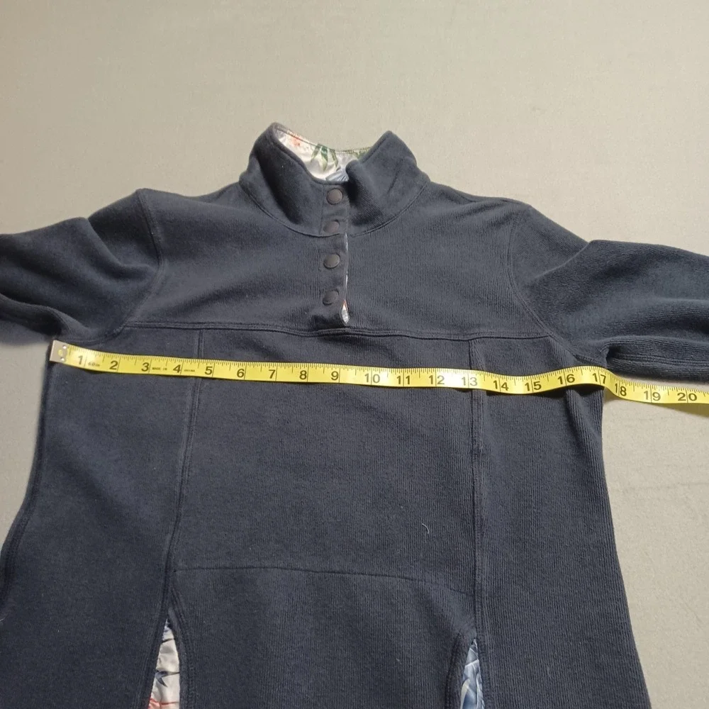 Tommy Bahama‎ Womens XS Navy Blue Fleece Snap Mock Neck Tropical Floral Pullover